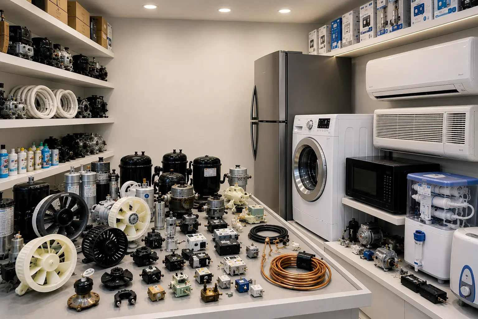 Appliance technician working with replacement components