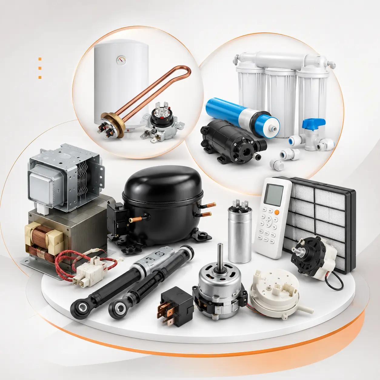 Technician checking appliance components and spare parts
